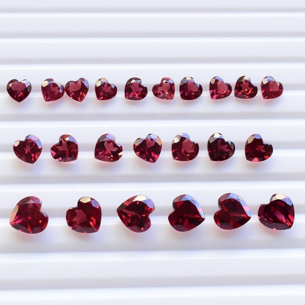 Rare Mozambique Garnet Heart Stone Natural Gemstone Cut Stone | 5-7.5 MM | Heart Shape Gemstones for Jewellery Making