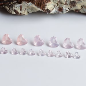 Natürlicher Rosenquarz facettierter Herzschliffstein | Natürlicher Edelsteinschliff | Rosenquarz für die Schmuckherstellung | Schmuck Zubehör