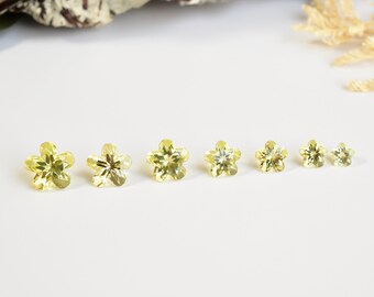 On Order • Lemon Quartz Five Petal Flower Natural Gemstone Cut Stone | 6 to 12 mm | Graded Natural Gemstone Cut for Jewellery Making