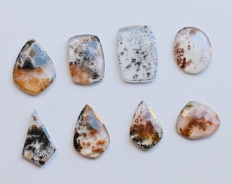Dendritic Agate Hammered Faceted Cabochon Natural Gemstone | Agate for Jewelry Making | Gemstone Supplies | DIY Jewelry