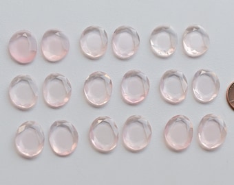 Par de piedra preciosa natural facetada de corte de corona desigual de cuarzo rosa / cuarzo para la fabricación de joyas / joyería DIY / 18x14x3,5 MM