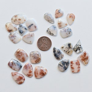 6 Pieces Dendritic Agate Mix Hammered Faceted Cabochon Lot Natural Gemstone | Agate for Jewelry Making | Gemstone Supplies | DIY Jewelry