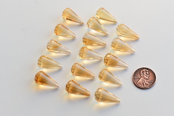 4 Pieces Citrine Bell Drop Step Cut Faceted Lot Natural Loose Gemstone | 20x11 MM | Half Drill Citrine for Jewelry Making