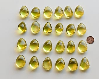 Piedra preciosa suelta natural de cuarzo limón con superficie lisa/cuarzo con media perforación para fabricación de joyas/suministros de joyería