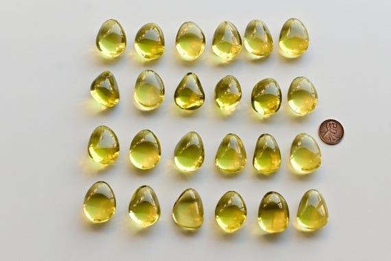 Lemon Quartz Smooth Tumble Natural Loose Gemstone | Half Drill Quartz for Jewelry Making | Jewelry Supplies