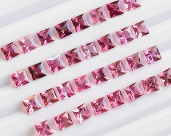 8 Pieces Pink Tourmaline Square Cut Stone Lot Natural Gemstone | Tourmaline for Jewelry Making | Gemstone Supplies