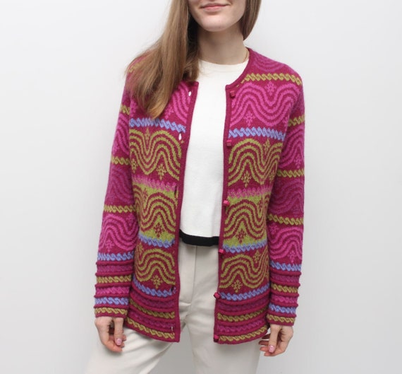Oleana 100 Alpaca Cardigan Sweater Norway Multicolor… Gem