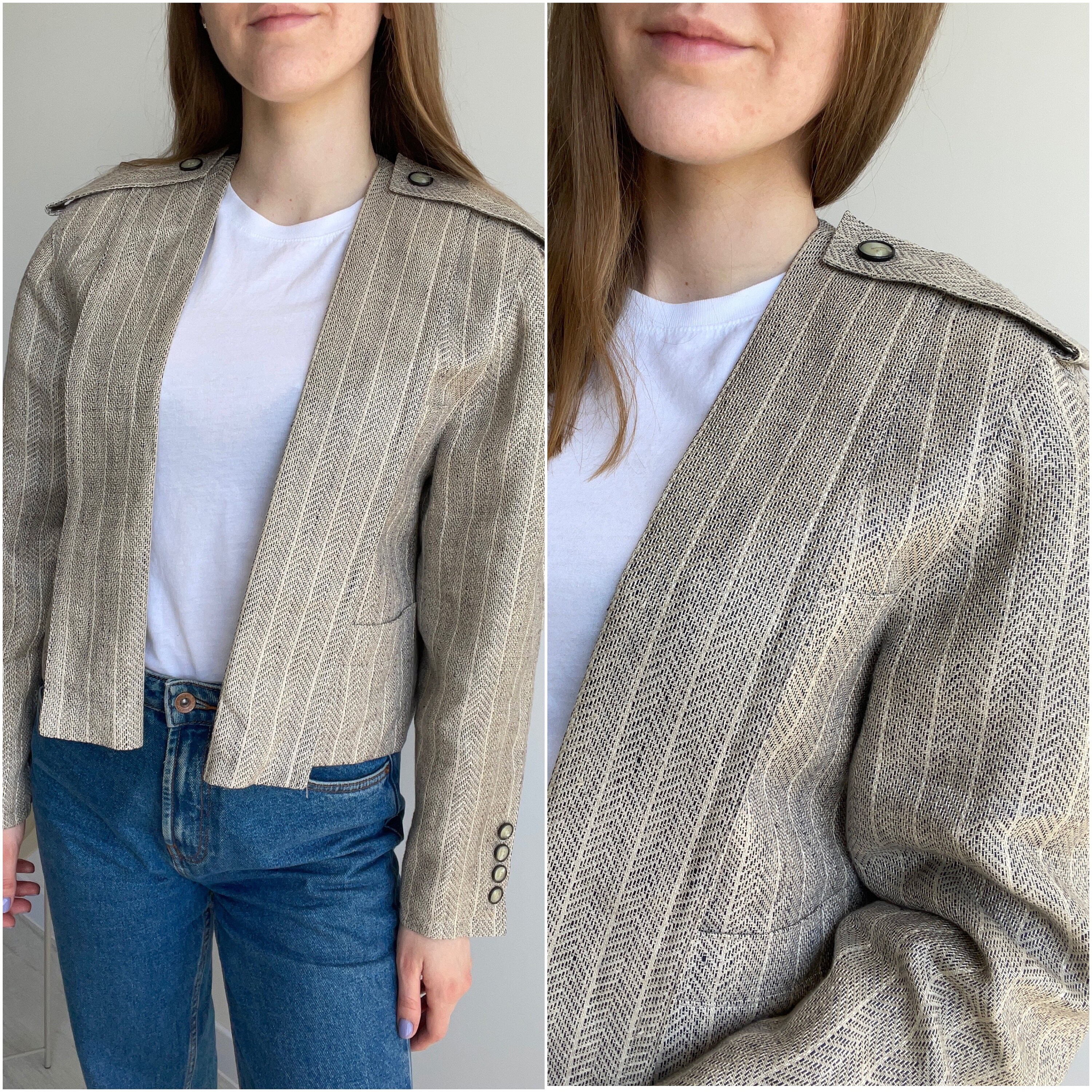 Vintage Escada Blazer Linen Flax Cropped Patterned Jacket Size - Etsy