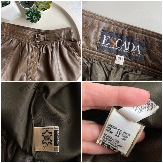 80’s Flared Skirt ESCADA Leather Long Size 36 US6… - image 10