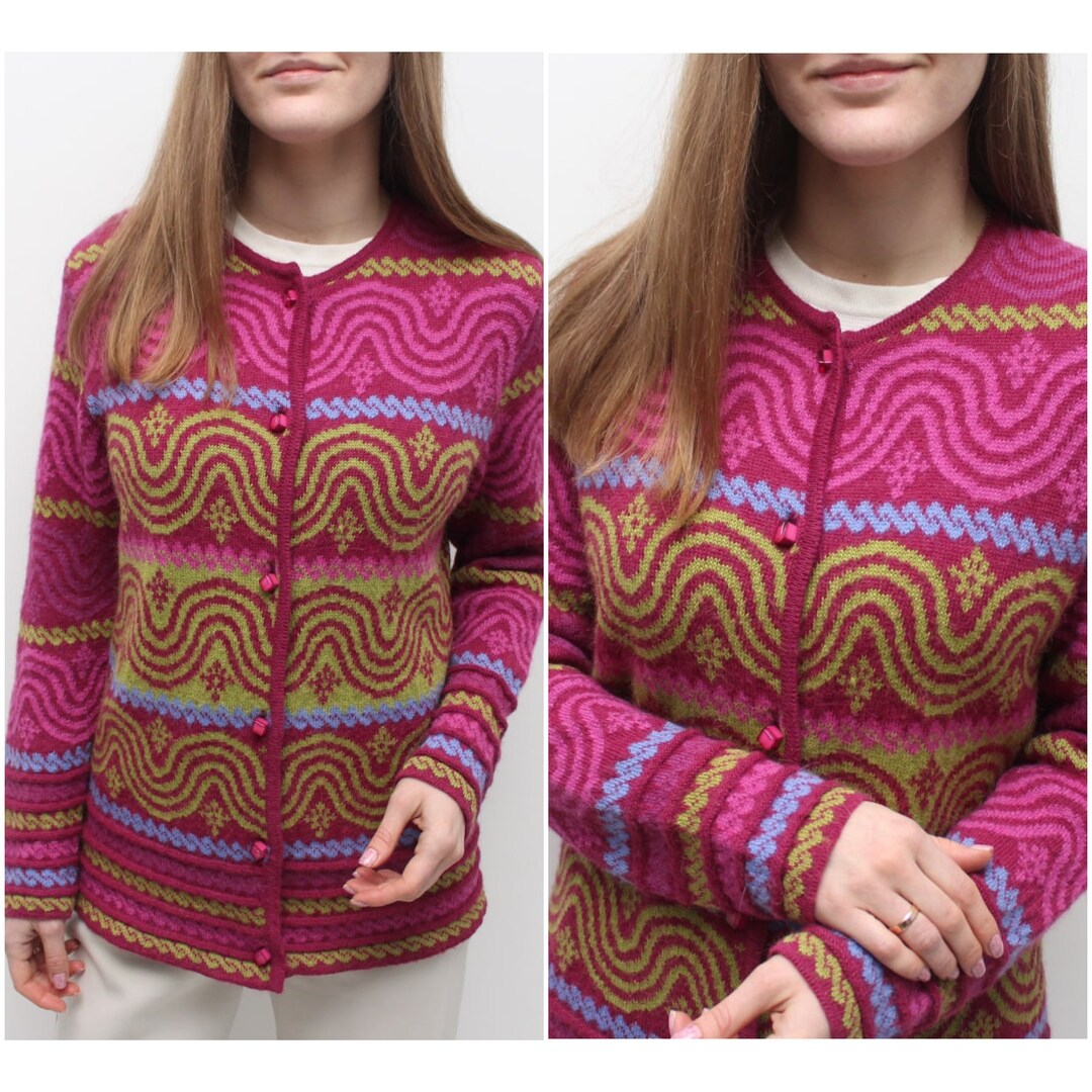 Oleana 100 Alpaca Cardigan Sweater Norway Multicolor Etsy