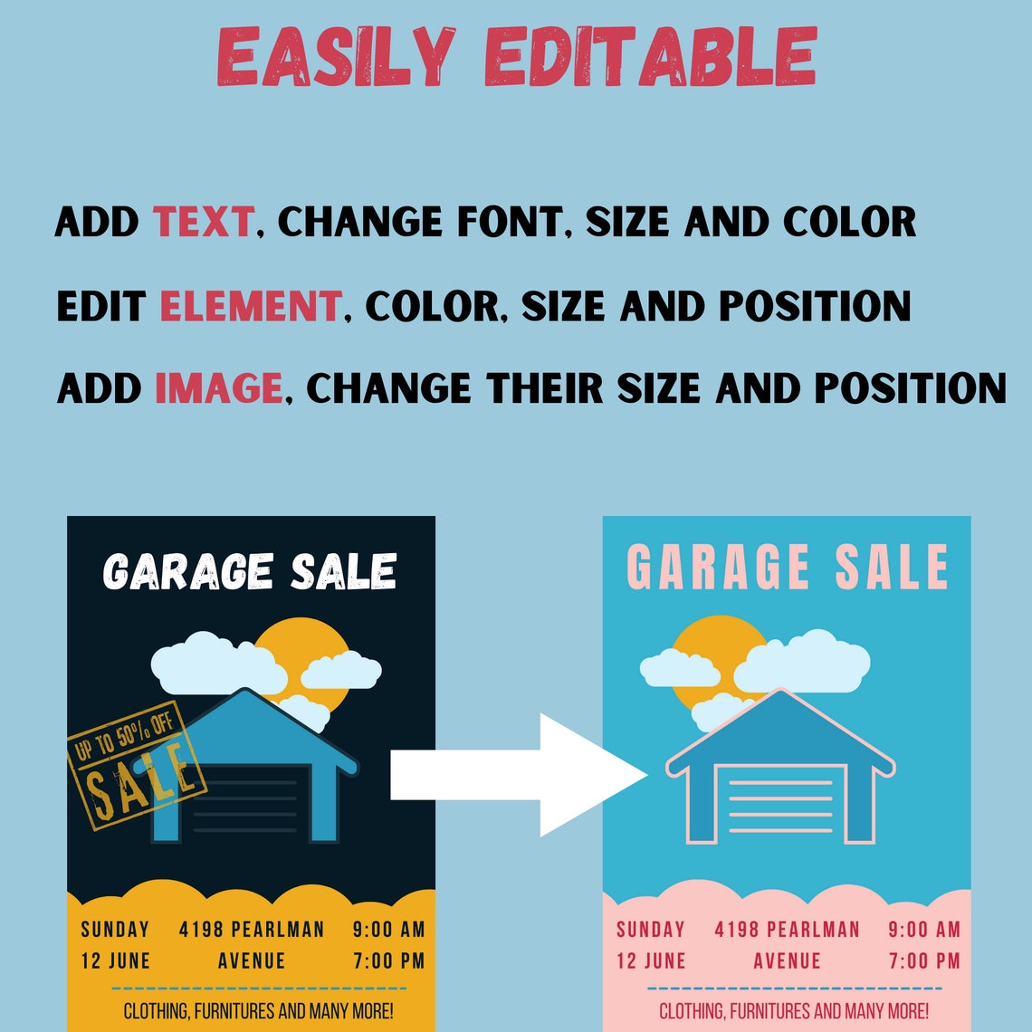 EDITABLE GARAGE SALE Template Yard Sale Printable Garage | Etsy