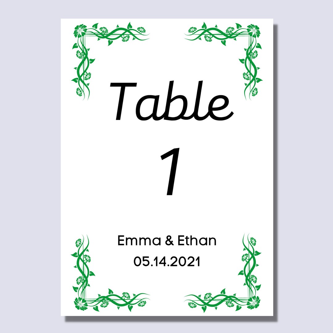 Wedding Table Numbers Printable, Table Numbers Templates, EDITABLE With ...