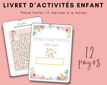 Livret d'activités enfant pour mariage - Thème pastel