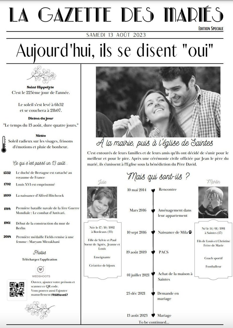 DIY Wedding Gazette Template - 2 Editable Pages - Wedding Invitation - Wedding Journal image 3