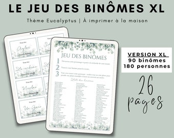 Le jeu des binômes thème eucalyptus -  jusqu'à 180 personnes (90 binômes)