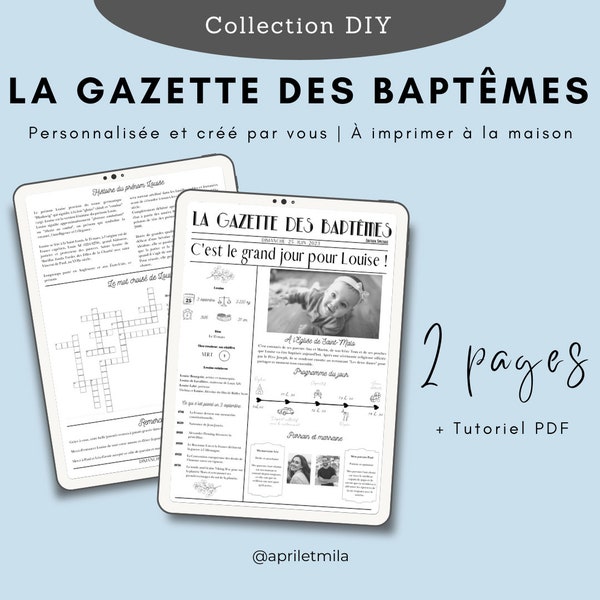 DIY VERSION MODIFIABLE La gazette des baptêmes à faire soi-même