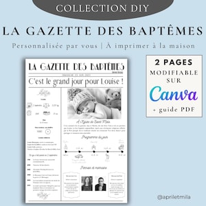 DIY Baptism Gazette Template - DIY 2 editable pages - Baptism announcement - Baptism newspaper