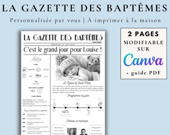 DIY Baptism Gazette Template - 2 Editable Pages - Baptism Invitation - Baptism Journal