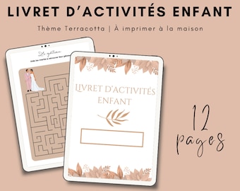 Livret d'activités enfant pour mariage - Thème terracotta