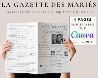 Printable Wedding Gazette – Customizable Canva Template – DIY Wedding Journal – Guest Activity & Keepsake - Version 2
