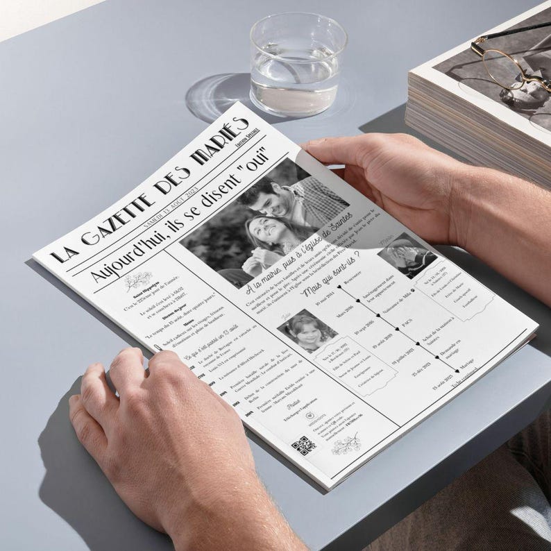 DIY Wedding Gazette Template - 2 Editable Pages - Wedding Invitation - Wedding Journal image 2