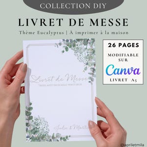 Canva で編集可能な大量冊子 - ユーカリのテーマ - 宗教的な結婚式 - セレモニー冊子