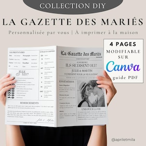 DIY Wedding Gazette Template - DIY 4 editable pages - Version 3 - Wedding announcement - Wedding newspaper