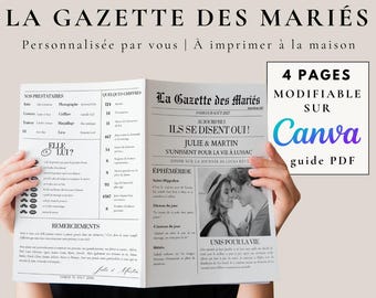 Wedding Journal – Printable Wedding Gazette – Customizable Canva Template – Guest Activities & Keepsakes - Version 4