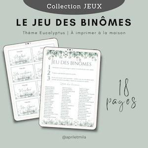 Le jeu des binômes thème eucalyptus 120 personnes 60 binômes image 1