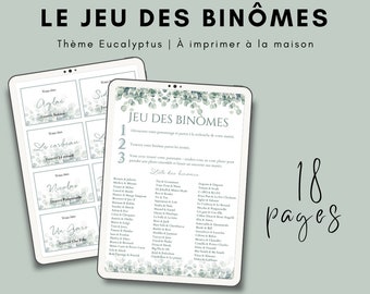 Le jeu des binômes thème eucalyptus