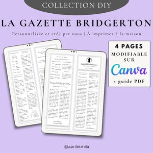 Bridgerton-style Wedding Gazette template written by Lady Whistledown - 4 editable pages - Wedding invitation - Wedding newspaper