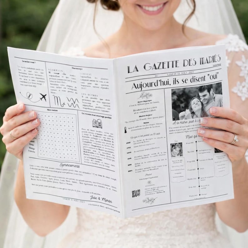 Printable Wedding Gazette – Customizable Canva Template – Wedding Journal – DIY Guest Activity & Keepsake image 5