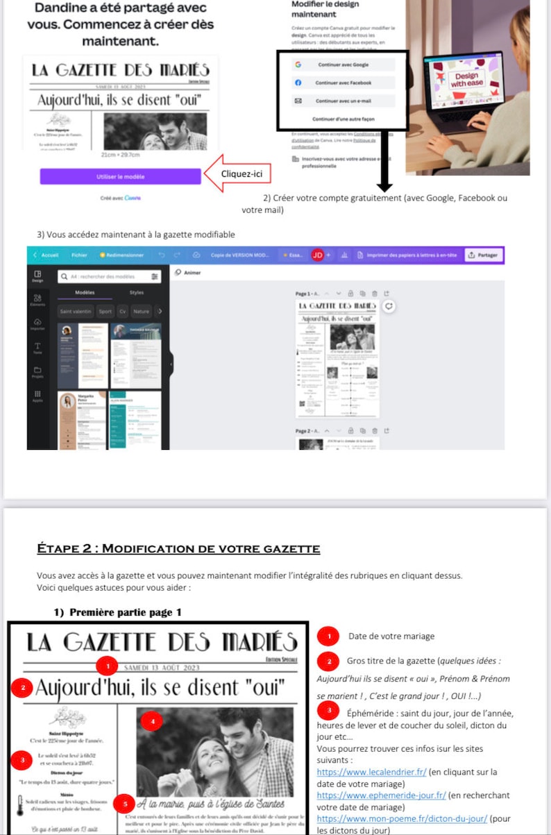 DIY Wedding Gazette Template - 2 Editable Pages - Wedding Invitation - Wedding Journal image 6