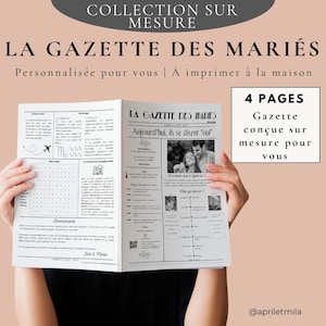 The Wedding Gazette 4 aangepaste pagina&#39;s - gastenboek - op bestelling gemaakt - huwelijksuitnodiging - bruiloft