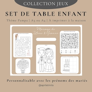 Set de table activités enfant pour mariage - Thème pampa