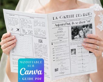 Printable Wedding Gazette – Customizable Canva Template – DIY Wedding Journal – Guest Entertainment & Keepsake