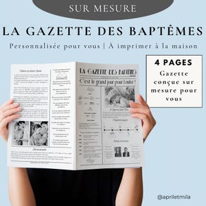 Custom Baptism Gazette - 4 pages for 1 or 2 children - Baptism announcement - Baptism newspaper