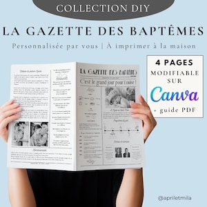 DIY Baptism Gazette Template - DIY 4 editable pages - Baptism announcement - Baptism newspaper