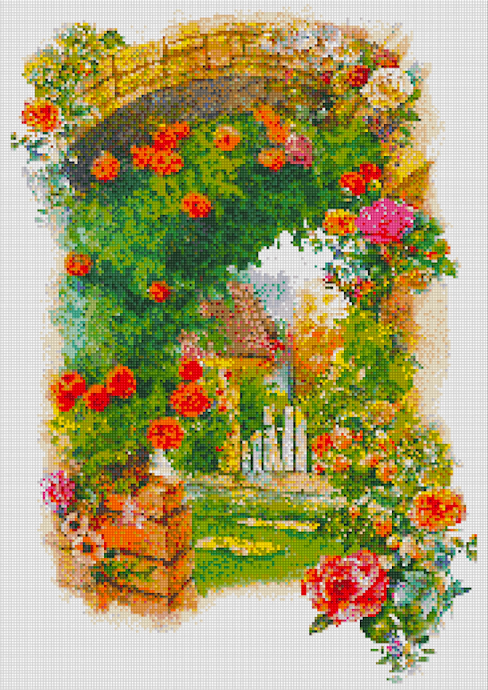 Flowers Cross Stitch Pattern, Garden PDF Pattern, Instant Download