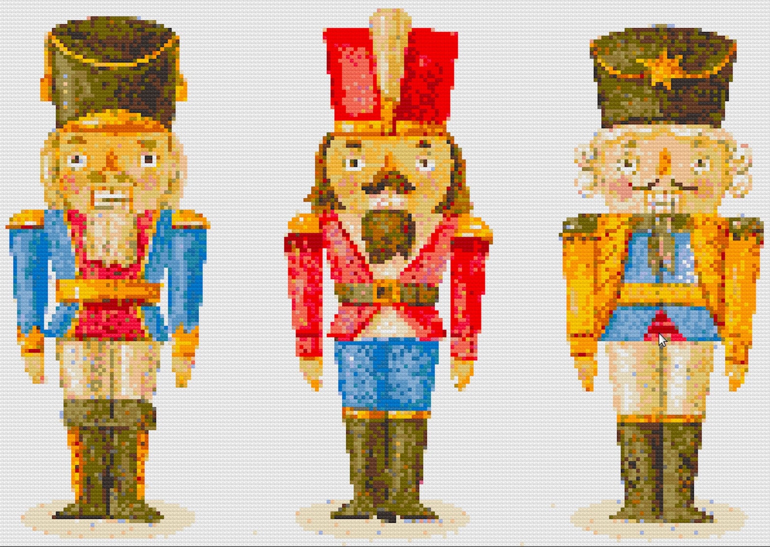 Nutcracker Cross Stitch Patterns, 3 Nutcrackers Christmas Printable PDF Patterns, Instant