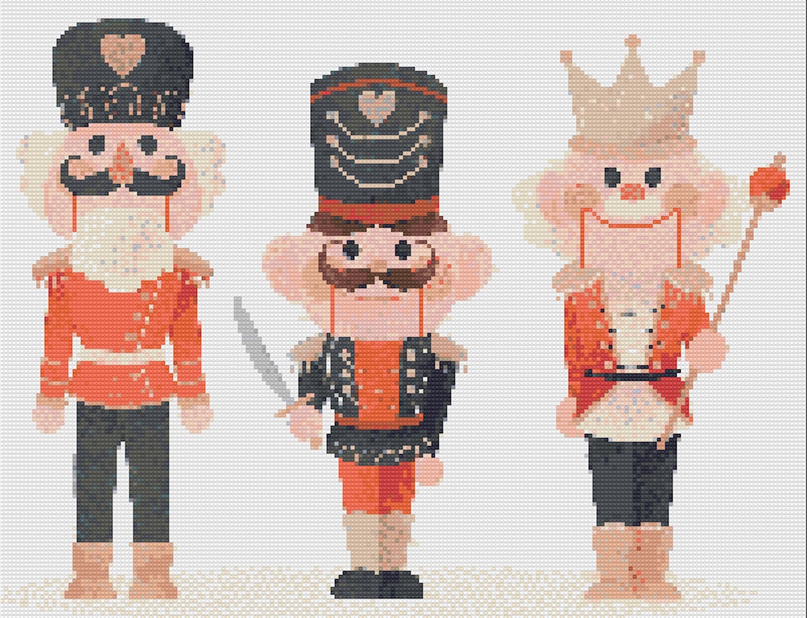 Nutcracker Cross Stitch Patterns 4 Nutcrackers Christmas Etsy UK