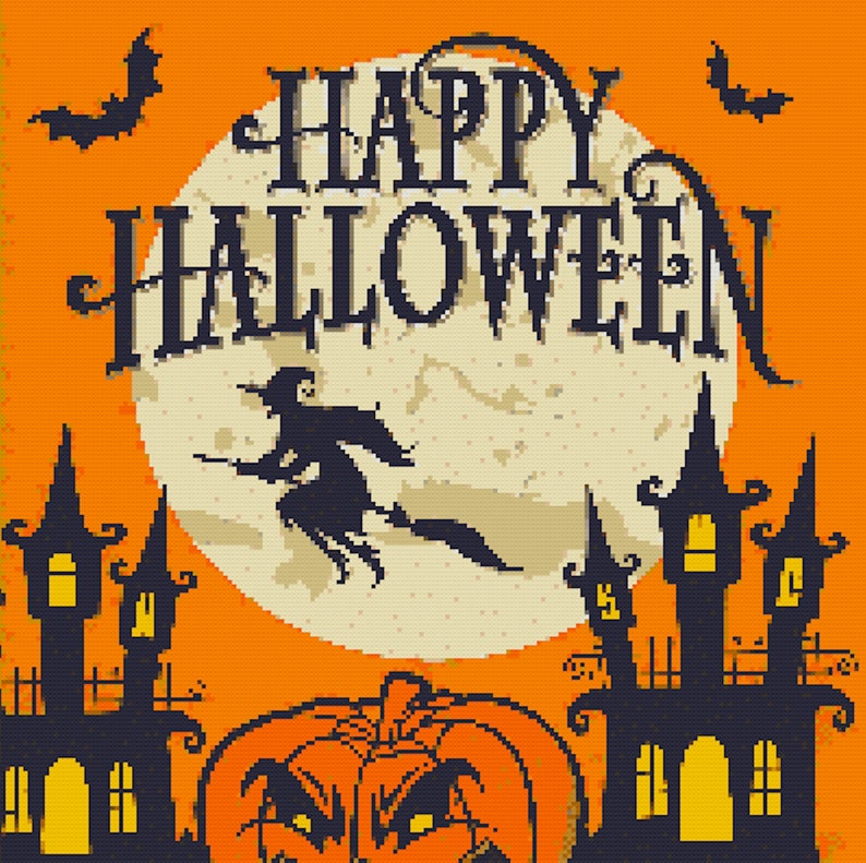 Halloween Cross Stitch Pattern Printable Sinister Ghosts PDF Etsy