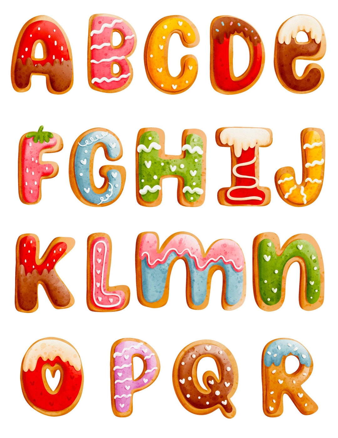 Iced Cookies Cross Stitch Alphabet PDF Pattern, Printable Pattern ...