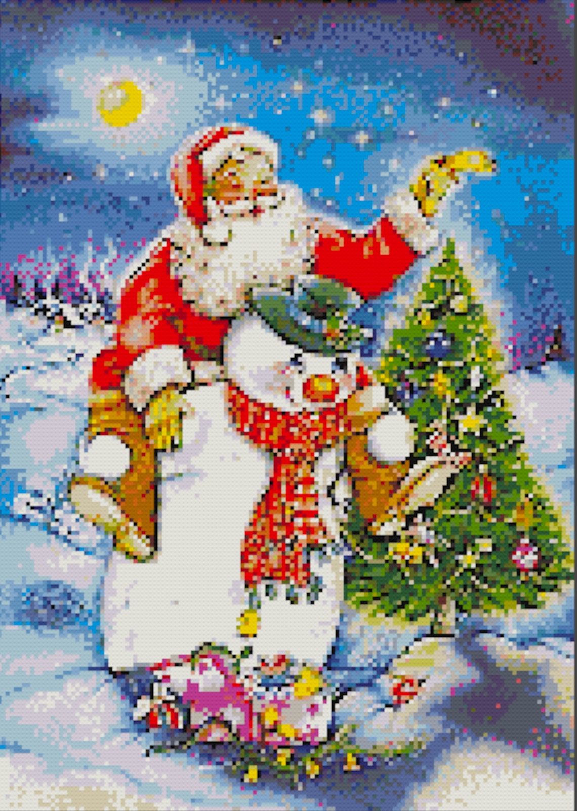 Santa Cross Stitch Pattern, Printable Vintage Santa Claus PDF Pattern
