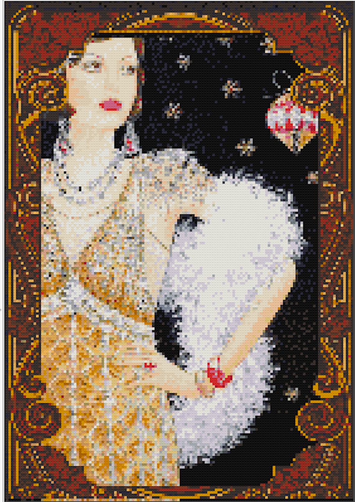 Art Deco Lady Cross Stitch Pattern 4 Printable PDF Pattern Etsy