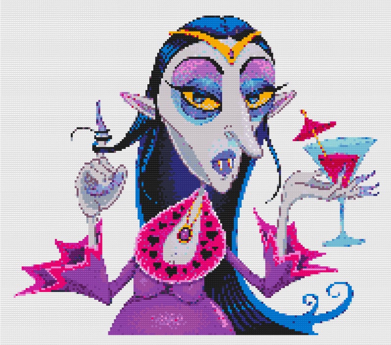 VAMPIRES Cross Stitch Pattern, Printable Vampire Queen & Vampire King