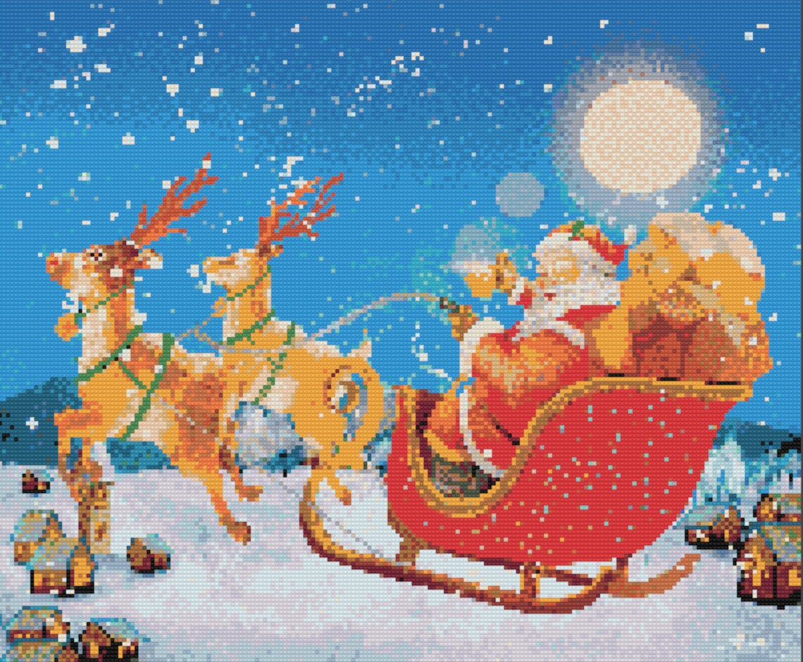 Santa Cross Stitch Pattern Printable Vintage Santa Claus PDF Etsy