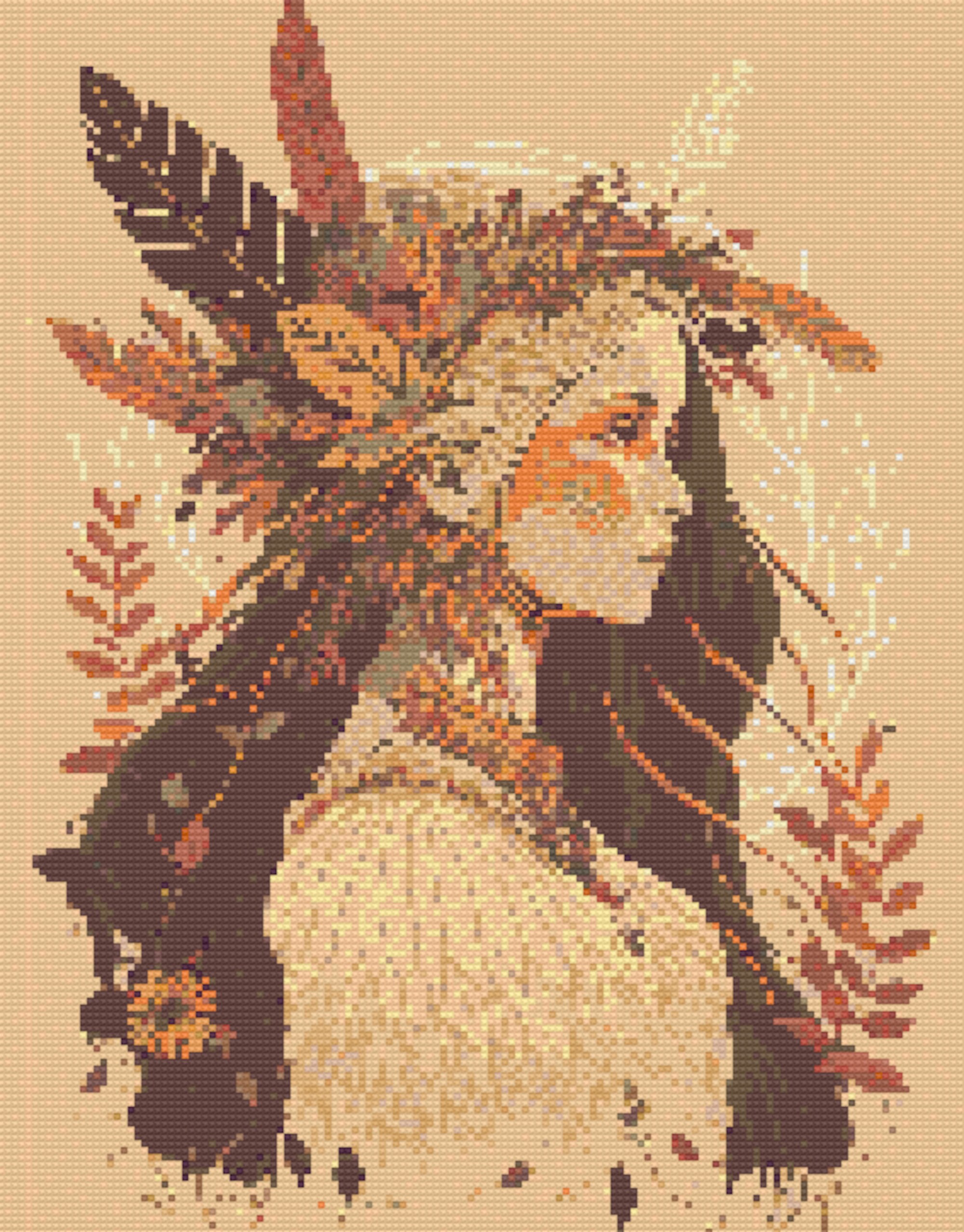 9 Native American Indian Girl Cross Stitch Patterns, Printable PDF