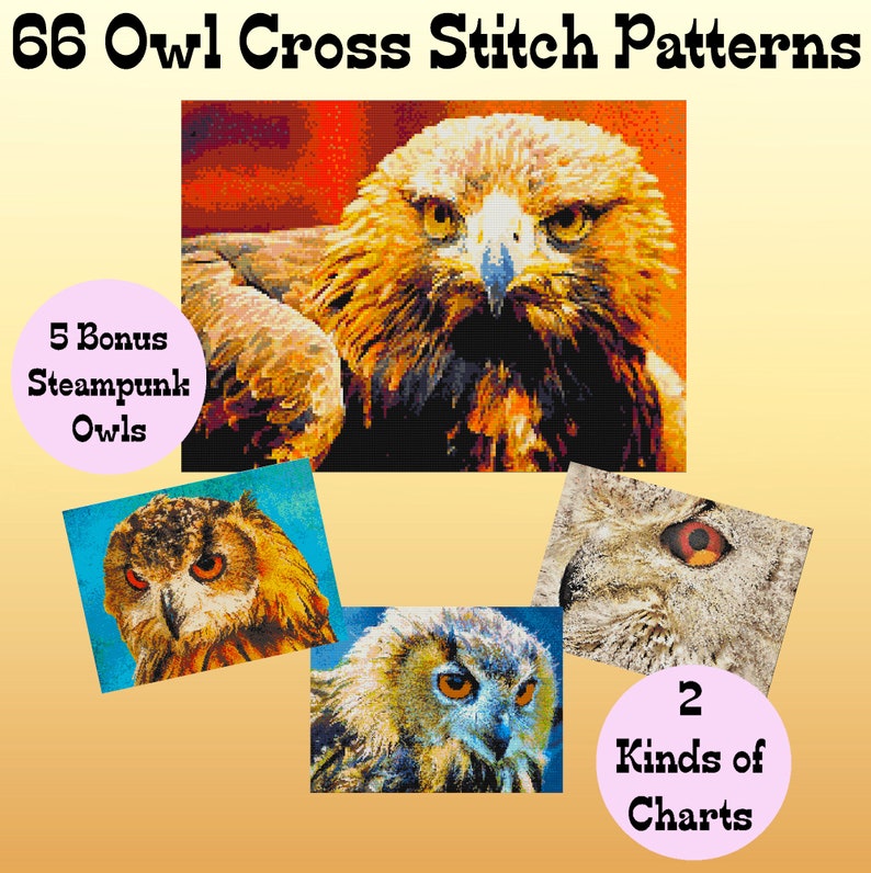 Owl Cross Stitch Pattern Printable Owl PDF Pattern Color and - Etsy