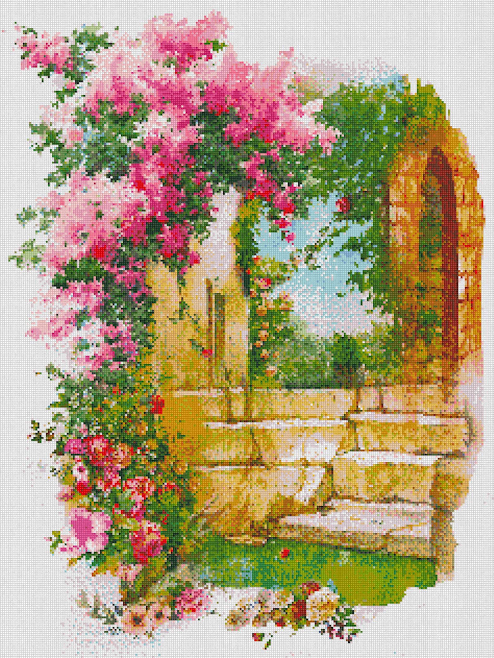 Flowers Cross Stitch Pattern, Garden PDF Pattern, Instant Download